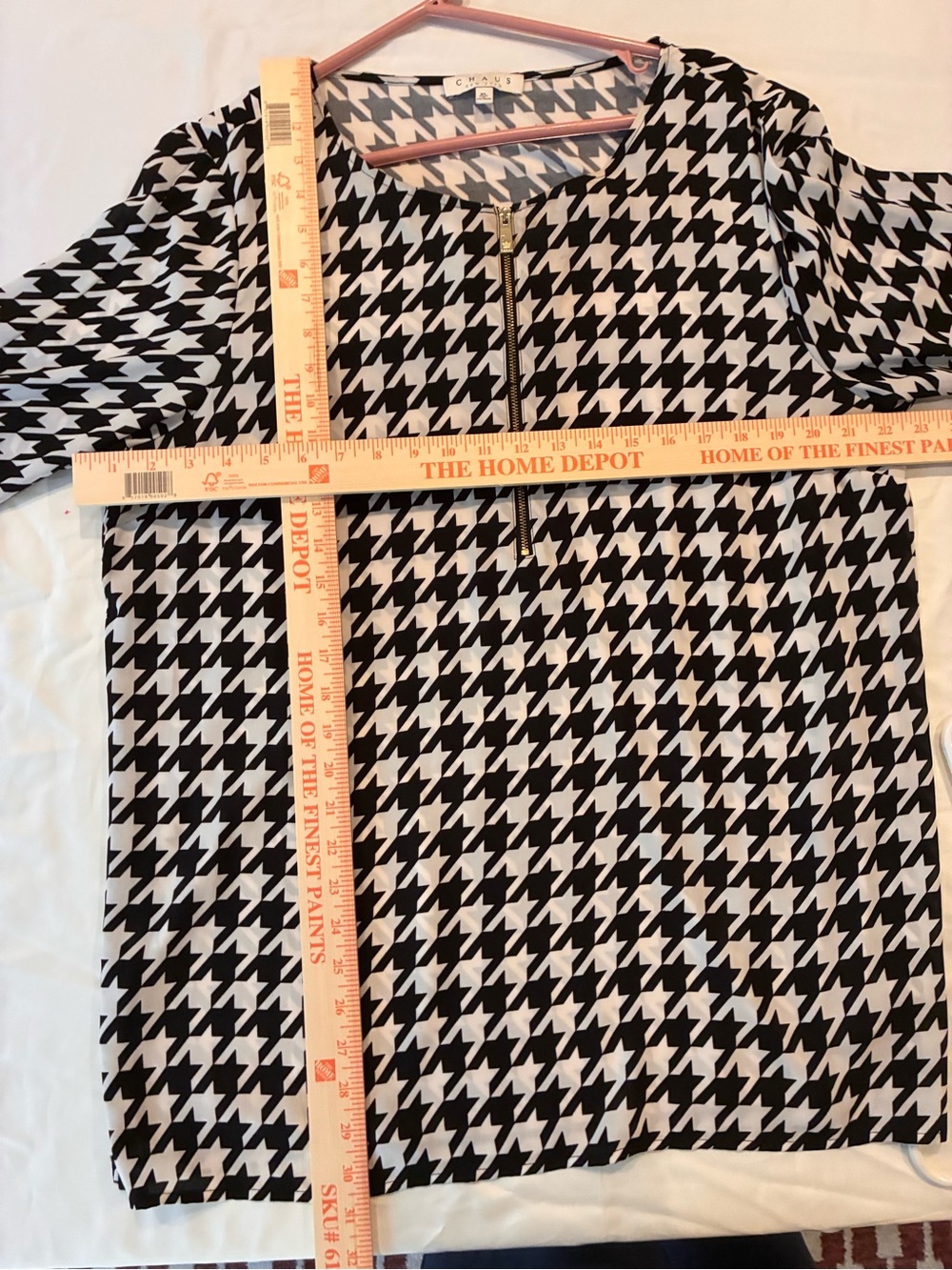 Chaus Black and White Houndstooth 3/4 Sleeve Top - Picture 6 of 6